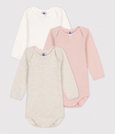 Lot de 3 bodies manches longues bébé en coton