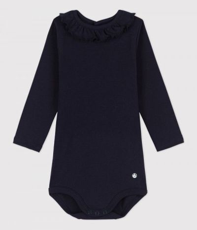 Body manches longues bébé à collerette en coton