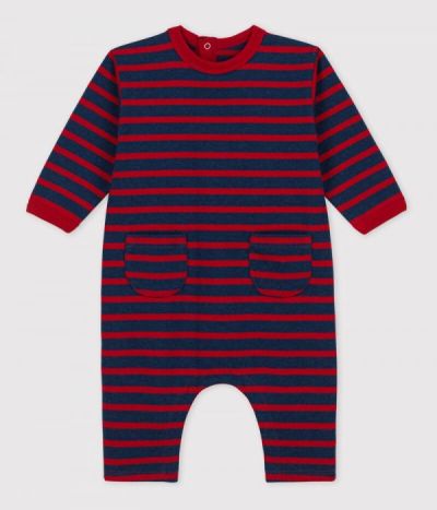 Combinaison bébé rayée marinière en jersey épais