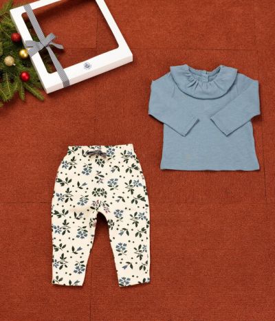 COFFRET CADEAU BÉBÉ BLOUSE ET PANTALON