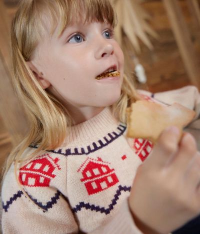 Pull jacquard en laine et coton enfant fille / garçon