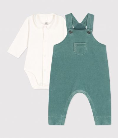 Ensemble salopette en velours et body bébé