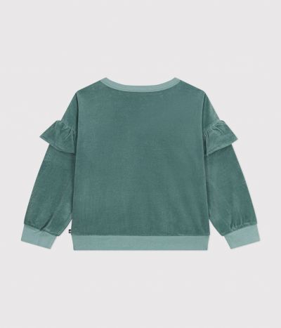 Sweatshirt en bouclette velours unie enfant fille