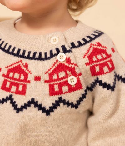 Pull en tricot de laine et coton bébé