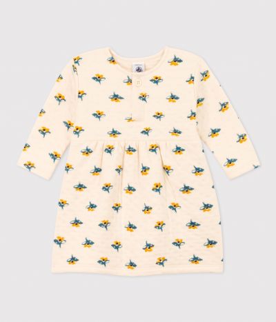 Robe manches longues en tubique matelassé imprimé bébé