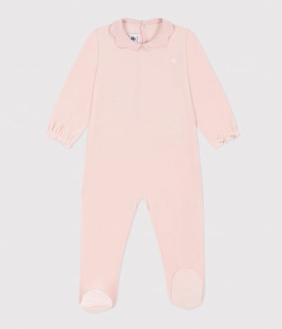Pyjama bébé uni rose en velours