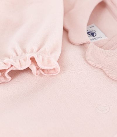 Pyjama bébé uni rose en velours