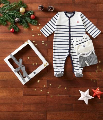 LOT DE 1 PYJAMA BÉBÉ ET 3 BODIES RAYURES