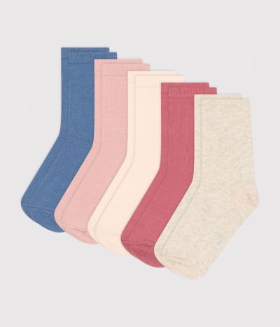 5 paires de chaussettes en coton unies enfant