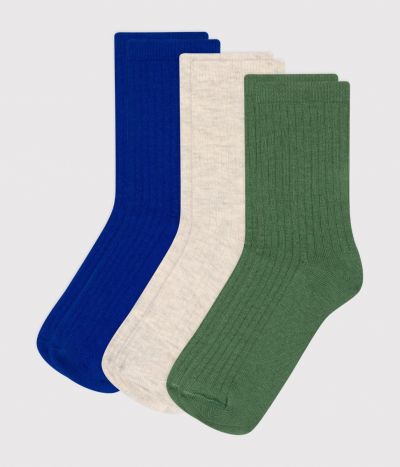 3 paires de chaussettes en coton unies enfant