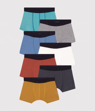 Lot de 7 boxers unis en coton enfant