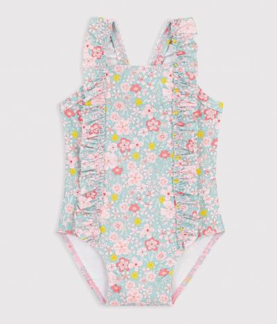 Maillot de bain bébé une pièce à volants, imprimé fleurs