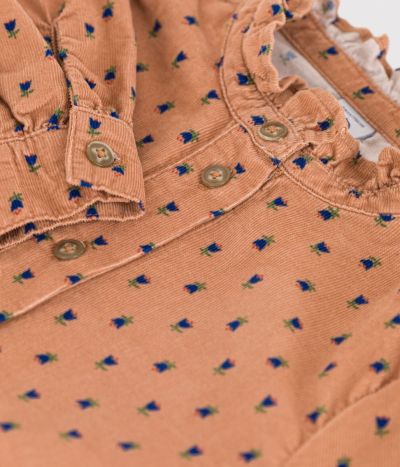 Blouse en velours fin fleuri enfant fille