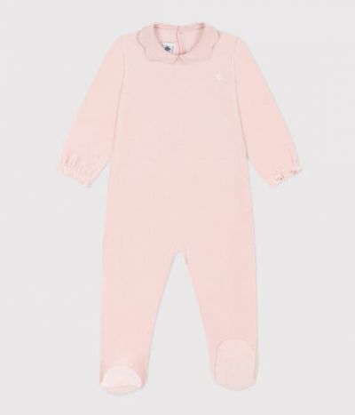 Pyjama bébé uni rose en velours