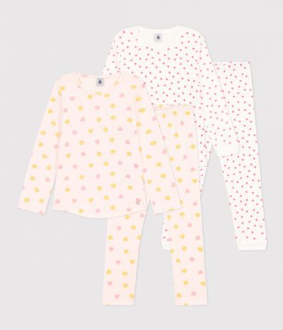 Lot de 2 pyjamas panthère et pois petite fille en coton