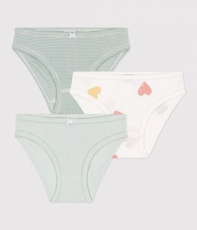 Lot de 3 culottes cœur en coton petite fille