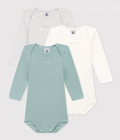 Lot de 3 bodies manches longues bébé en coton