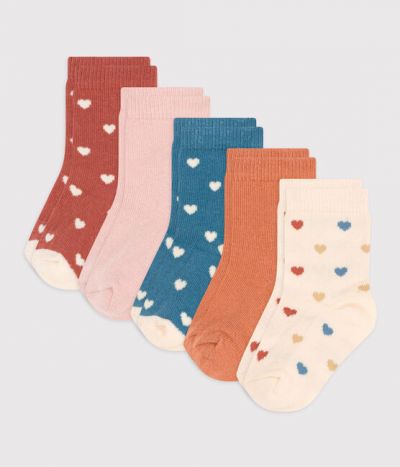 Lot de 5 paires de chaussettes coeurs bébé