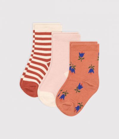 Lot de 3 paires de chaussettes fleurs bébé