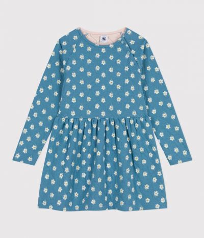 Robe fleurie manches longues en tubique enfant fille