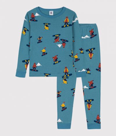Pyjama ajusté snowboard petite fille/petit garçon en coton
