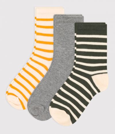 Lot de 3 paires de chaussettes rayées enfant garçon-fille