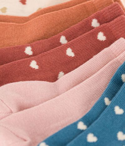 Lot de 5 paires de chaussettes coeurs bébé