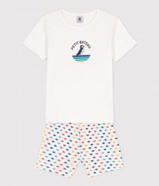 Pyjacourt Voor Meisjes Met Hartje En Korte Mouwen PETIT BATEAU In Biokatoen Hartjesmotief