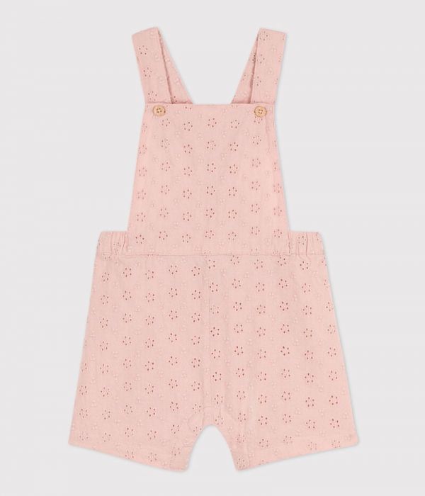 Salopette courte bébé en broderie anglaise