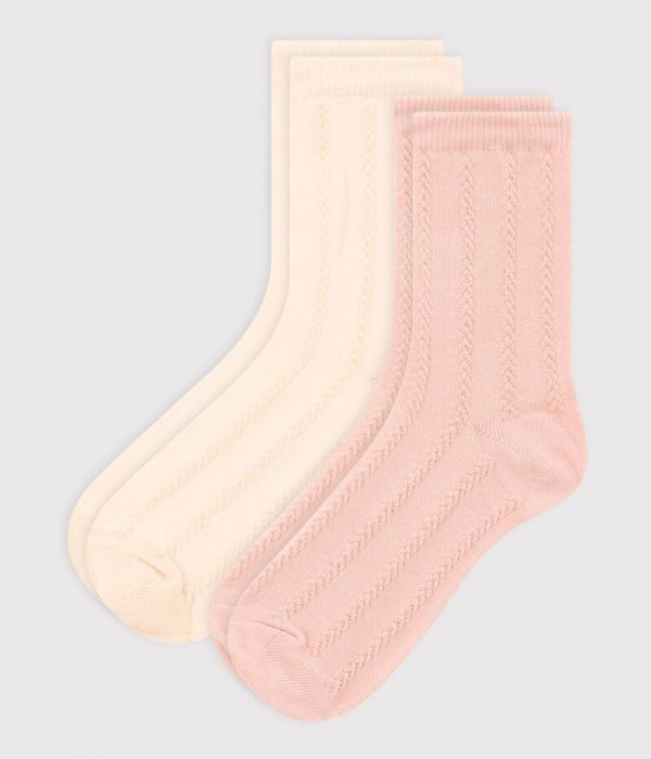 Lot de 2 paires de chaussettes point fantaisie enfant fille