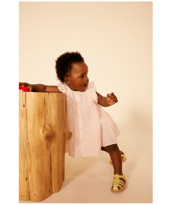 Robe manches courtes et bloomer en gaze de coton bébé