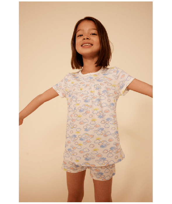 Pyjama short imprimé arc-en-ciel en coton enfant