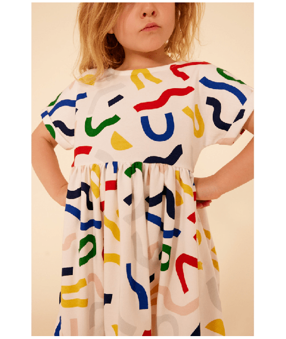 Robe imprimée manches courtes en coton enfant fille