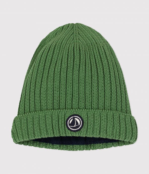Bonnet bébé en tricot doublé en polaire