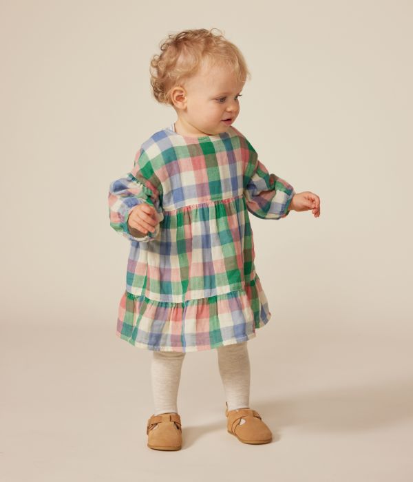Robe manches longues en gaze de coton bébé