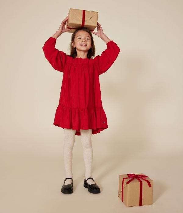 Robe manches longues en toile enfant fille