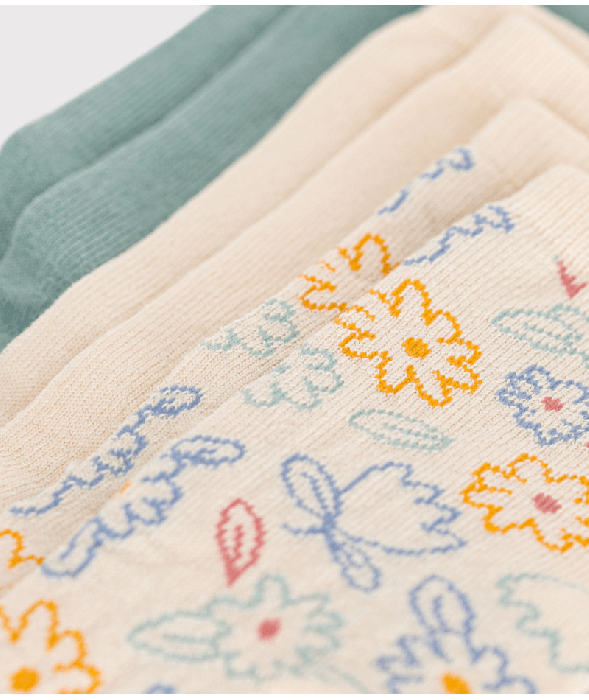 3 paires de chaussettes en coton fleurs enfant