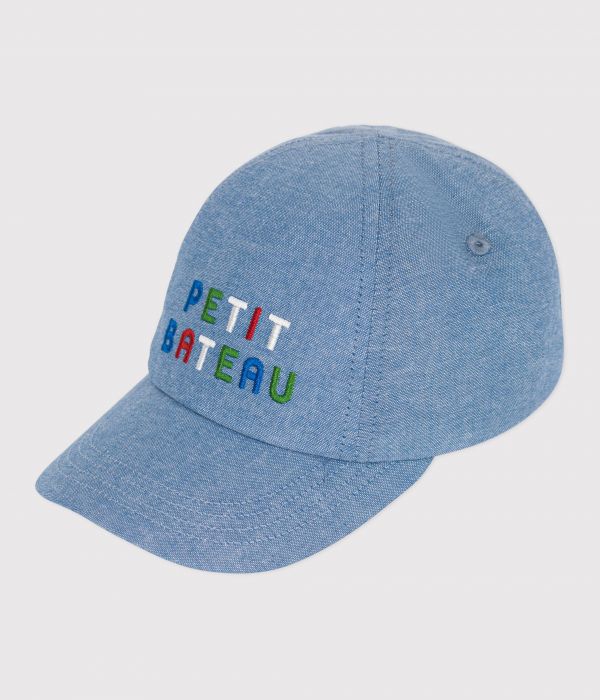 Casquette bébé en denim clair petit bateau