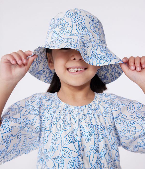 Capeline enfant fille en popeline imprimé