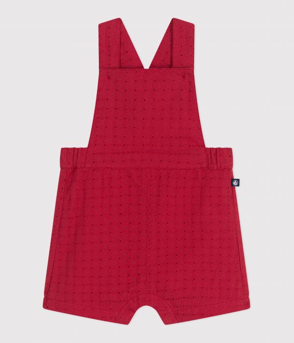 Salopette bébé en coton broderie anglaise jambes courtes