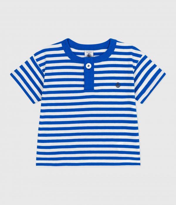 T-shirt bébé en coton à manches courtes rayé