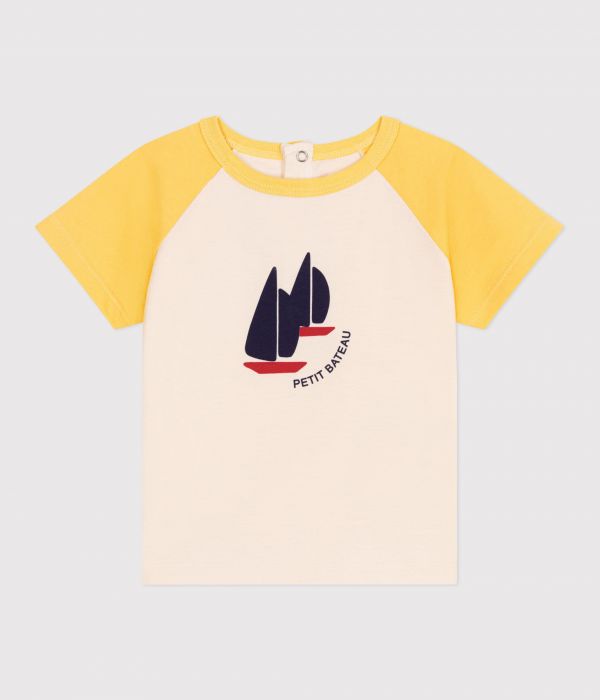 T-shirt bébé en coton à manches courtes colorblock