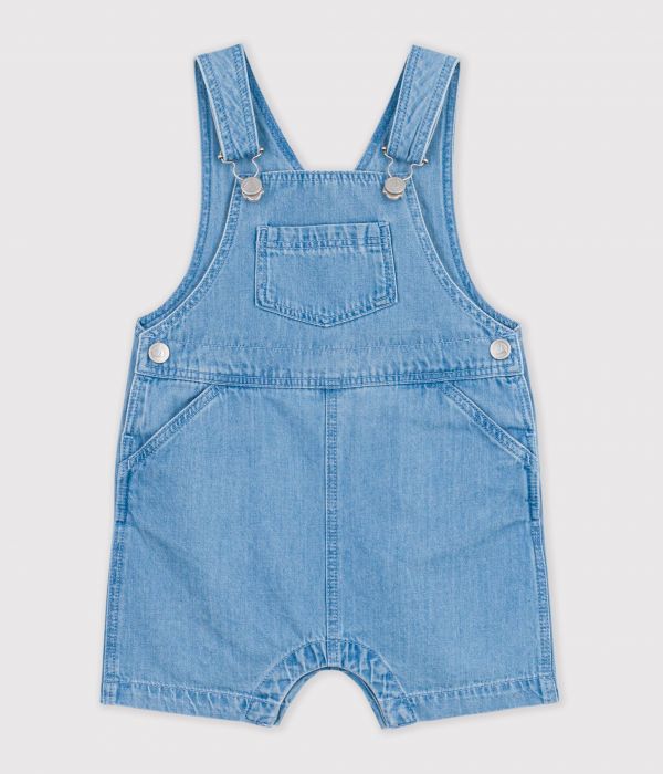 Salopette courte bébé en denim léger