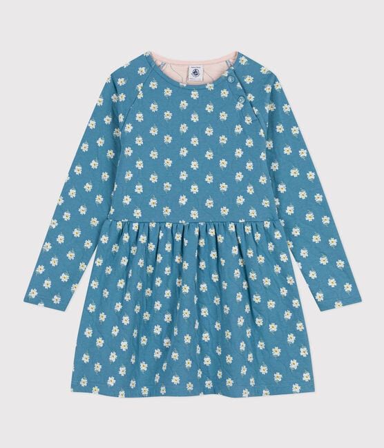 Robe fleurie manches longues en tubique enfant fille